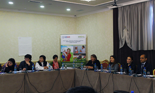 Photo of a group of people sitting at a panel: Participants attend a two day training on the linkages between agriculture and nutrition. 