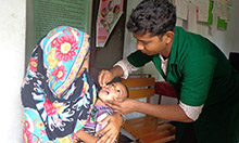 A child receives a vitamin A supplement