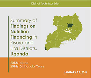 Summary of Findings on Nutrition Financing in Kisoro and Lira Districts,Uganda front page