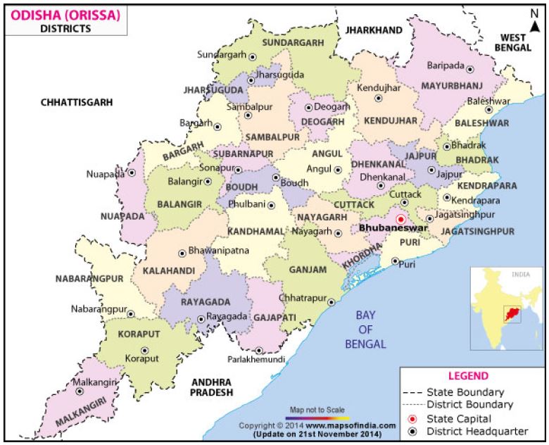  Map of Odisha’s districts