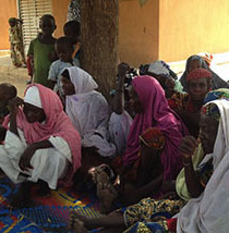 Photo of several women gathered together under a tree