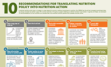 Screenshot of outline of recommendations for translating nutrition policy into nutrition action. 