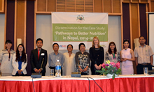 SPRING’s Pathways to Better Nutrition (PBN) Nepal case study team and HKI Nepal staff who helped support the study gathered at the final national dissemination event, held in Kathmandu on April 20th 2016